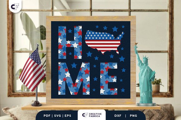 Download 4th of July HOME Sign 3D Paper Cut SVG - 3d paper cut Collection