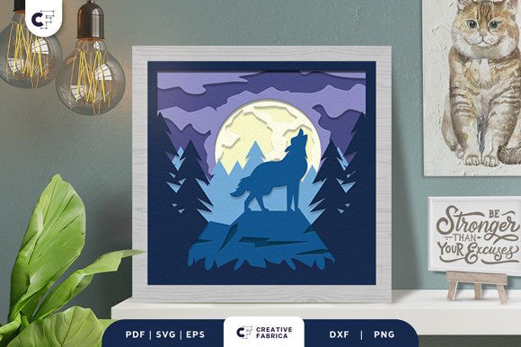 Download Wolf in the Forest 3D Paper Cut SVG - 3d paper cut Collection
