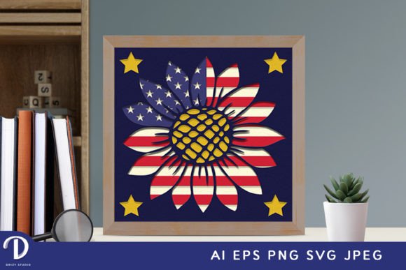 Download Sunflower U.S Flag 3D Paper Cut - 3d paper cut Collection