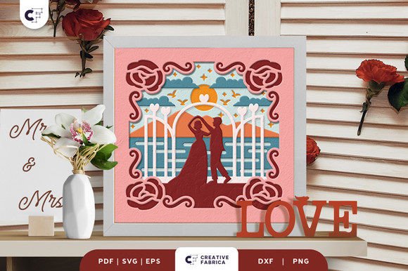 Download Beach Wedding 3D Shadow Box Paper Cut - Premium Resources