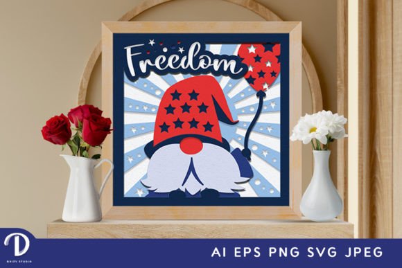Download Freedom Gnome 4th of July 3D Paper Cut - 3d paper cut Collection