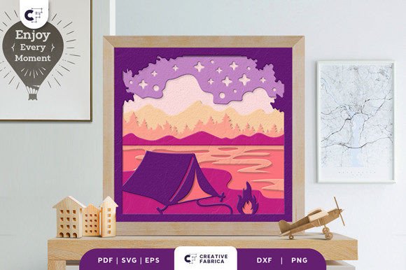 Download Camping 3D Paper Cut Light Box - 3d paper cut Collection