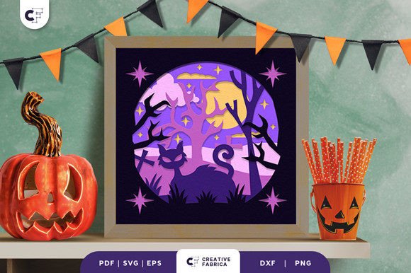 Download Ghost Black Cat 3D Paper Cut SVG - 3d paper cut Collection