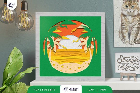 Download Tropical Beach 3D Paper Cutting File SVG - 3d paper cut Collection