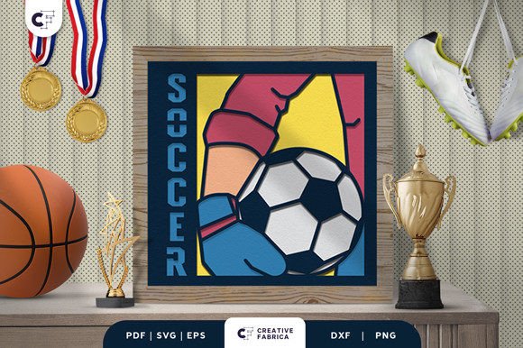Download Soccer Player 3D Paper Cut SVG - 3d paper cut Collection