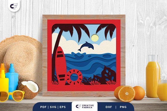 Download Summer Beach 3D Paper Cut SVG - 3d paper cut Collection