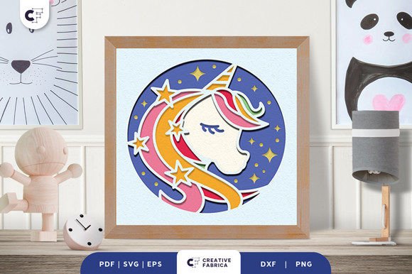 Download Unicorn with the Stars 3D Paper Cut - 3d paper cut Collection