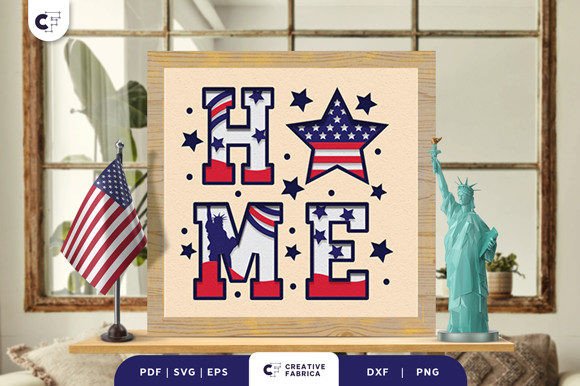 Download USA Home Sign 3D Paper Cut SVG - 3d paper cut Collection
