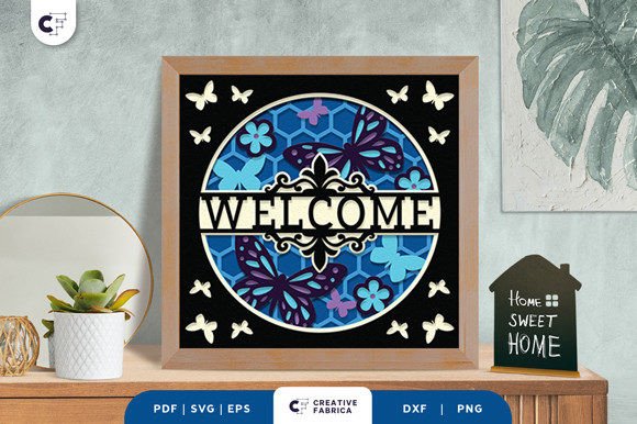 Download Butterfly Welcome Sign 3D Paper Cut - 3d paper cut Collection