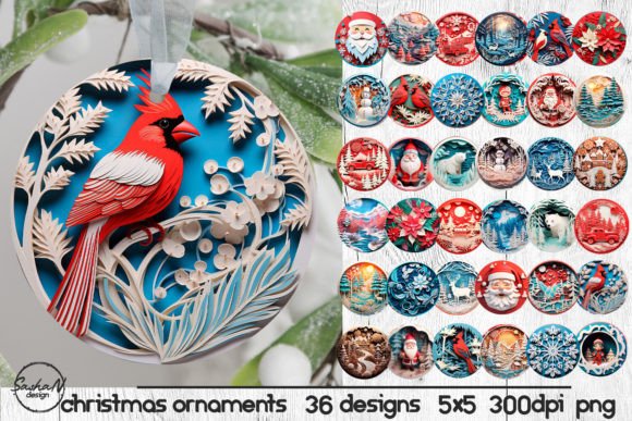 Download 3d Paper Cut Christmas Ornament Png - 3d paper cut Collection