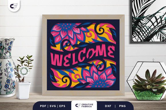 Download Sunflower Welcome Sign 3D Paper Cut SVG - 3d paper cut Collection