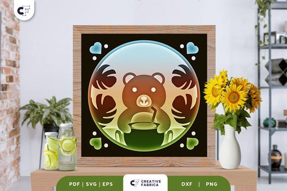 Download Baby Bear at the Beach 3D Paper Cut - 3d paper cut Collection