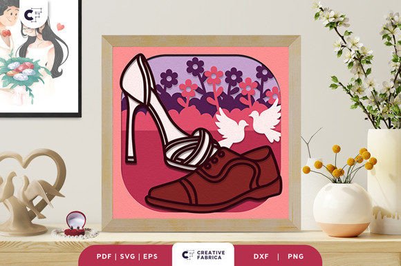 Download Bride and Groom Shoes 3D Paper Cut - 3d paper cut Collection