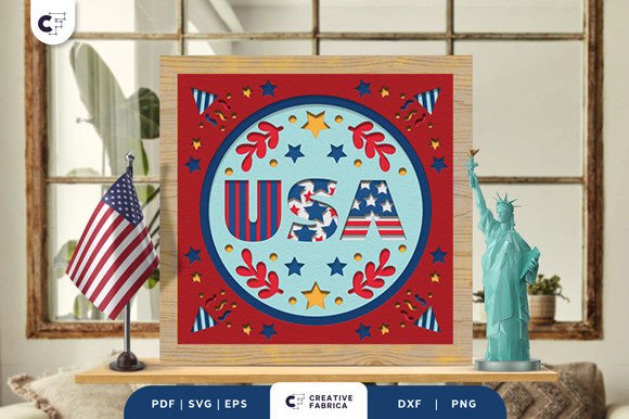 Download Patriotic American Home 3D Paper Cut - 3d paper cut Collection