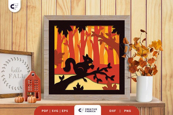 Download Squirrel in the Autumn 3D Paper Cut SVG - 3d paper cut Collection