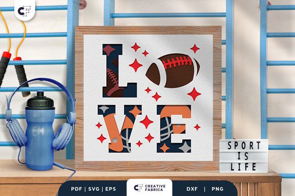 Download American Football LOVE 3D Paper Cut - 3d paper cut Collection