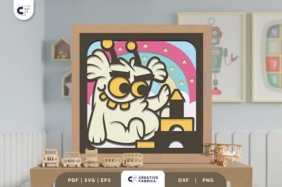Download Cute Little Monster 3D Paper Cut SVG - 3d paper cut Collection