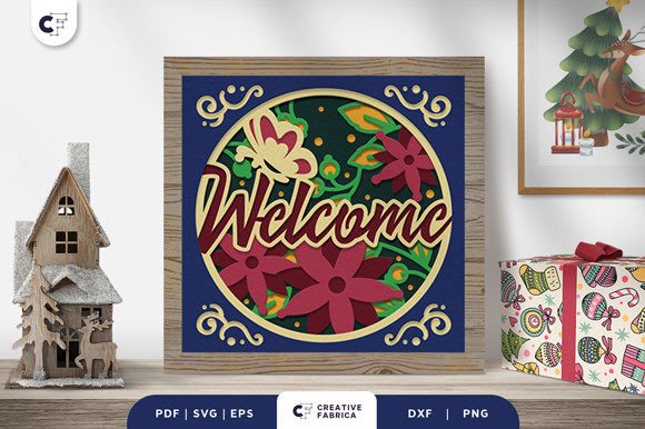 Download Christmas Welcome Sign 3D Paper Cut SVG - 3d paper cut Collection